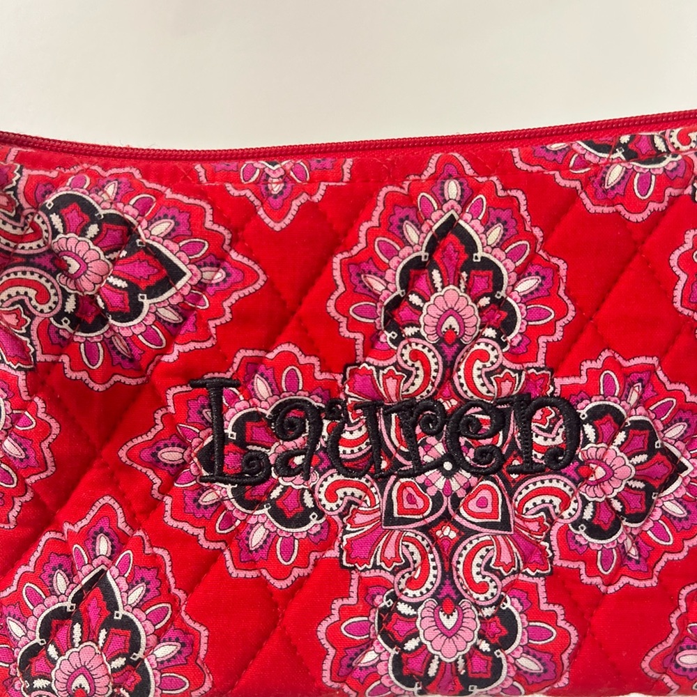 Vera Bradley Red and Pink Patterned Shoulder Bag “Lauren” - Picture 3 of 4